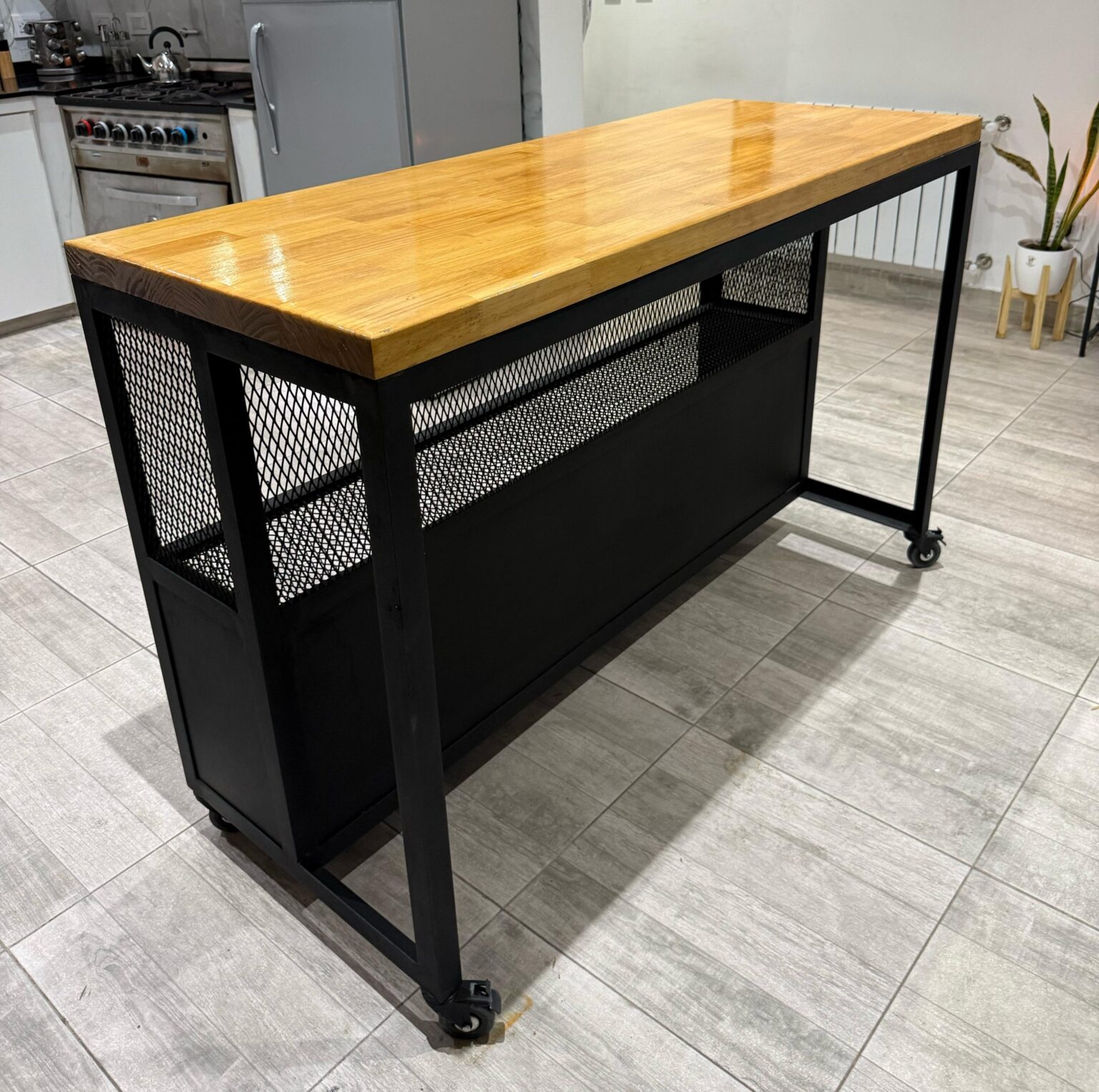 Barra – Desayunador Industrial – Con Ruedas Y Mesada – LyV Deco